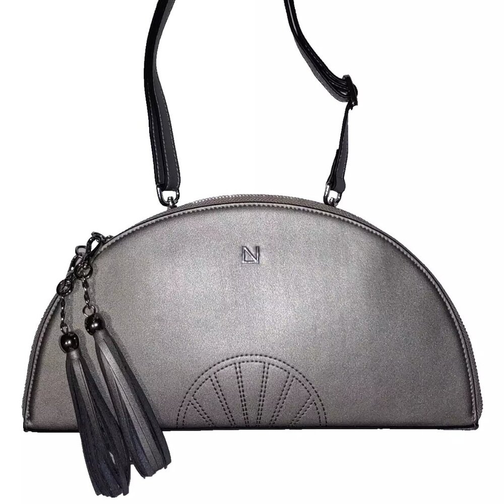 Lux and Nyx Fan Bag Convertible Crossbody Shoulder Bag Large version Silver Gray - Picture 2 of 12